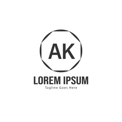 Obraz premium AK Letter Logo Design. Creative Modern AK Letters Icon Illustration