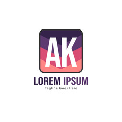 Obraz premium AK Letter Logo Design. Creative Modern AK Letters Icon Illustration