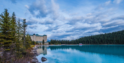 Beautiful Lake Louise in Banff National Park in the Rocky Mountains of Alberta Canada