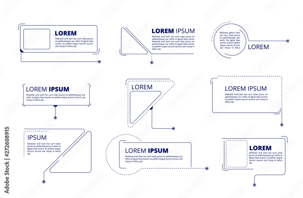 Wall mural Callouts titles. Text labels technology callout marketing title boxes lower third bars vector isolated set. Title box third line, graph chart illustration