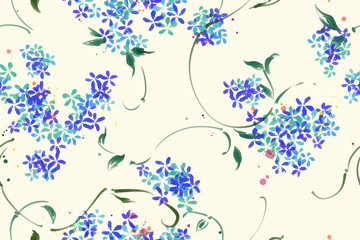Floral seamless pattern with tropical leaves and flowers