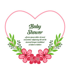 Vector illustration card baby shower with texture of pink wreath frames