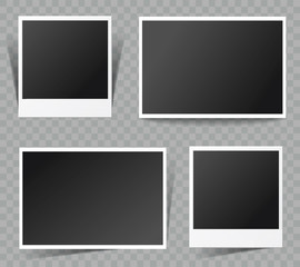 Collection of vector blank photo frames with transparent shadow effects