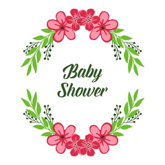 Vector illustration banner baby shower with ornate of pink bouqet frame
