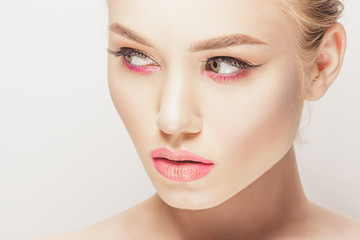 Fototapeta premium Portrait of beautiful woman with make up, studio shoot