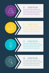 Vector infographic flat template circles for four label, diagram, graph, presentation. Business concept with 4 options and arrows. For content, flowchart, steps, timeline, workflow, marketing. EPS10