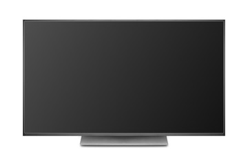 TV 4K flat screen lcd or oled, plasma realistic illustration, Black blank HD monitor mockup with...