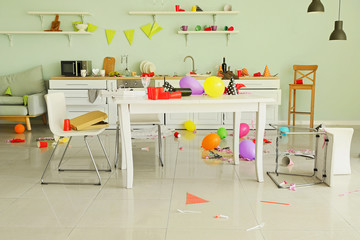 Interior of kitchen after party