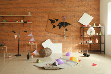 Interior of room after party