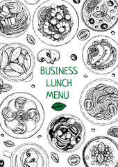 Banner of lunch and dinner ingredients top view