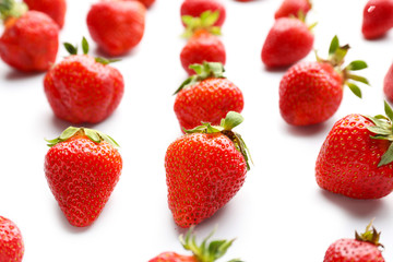 Ripe red strawberry on white background