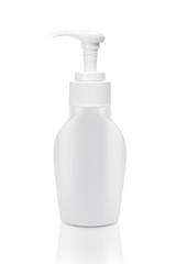 cosmetic bottle dispenser pump with tube container with clipping path.