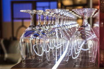 Abstract empty of wine glasses, color background