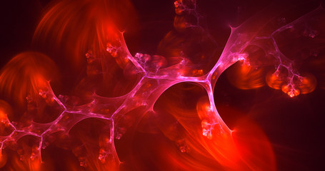 3D rendering abstract red fractal light background