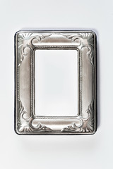 marco plata rectangular en fondo blanco