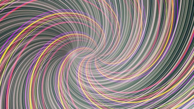 Abstract background with animated spinning helix, seamless loop. Animation. Beautiful motion background with endless rotating spiral of yellow, purple, and red color.
