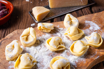 Delicious tortellini di formaggio with cheese and pepper filling
