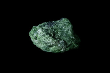 Green Actinolite Mineral on Black