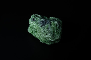 Green Actinolite Mineral on Black