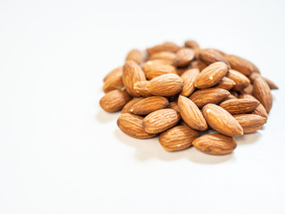 Almonds  closeup on white background