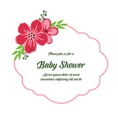 Vector illustration shape of card baby shower with art pink flower frame