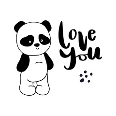 Cute panda hand drawn illustration.