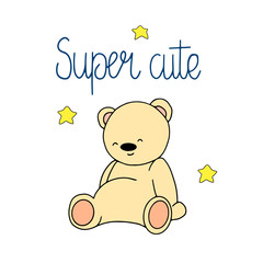 Cute bear hand drawn illustration.