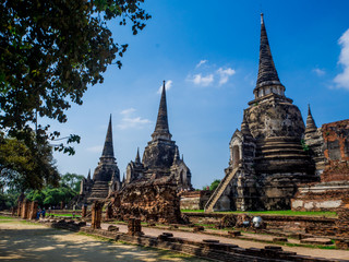 Fototapeta na wymiar Pagoda at Wat Phra Si Sanphet temple in Ayutthaya Historical Park, Thailand.