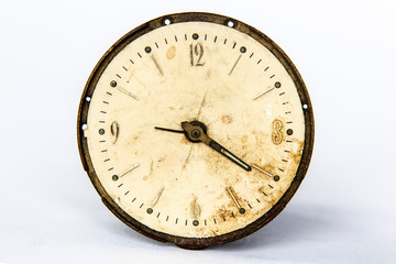 Beautiful Old vintage clock on white background.