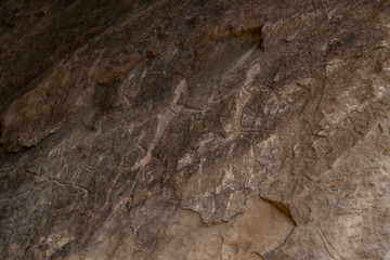 Ancient rock paintings(petroglyphs) in one of the regions of Azerbaijan, Gobustan.