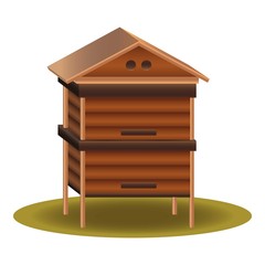 Wood beehive icon. Cartoon of wood beehive vector icon for web design isolated on white background