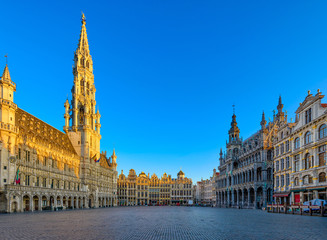 Grand Place (Grote Markt) with Town Hall (Hotel de Ville) and Maison du Roi (King's House or...