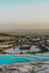 Obraz premium Amazing landscape of Pamukkale natural travertine pools