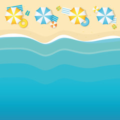 Fototapeta na wymiar summer holiday on the beach parasol and wave background vector illustration EPS10
