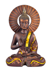 brown buddha statue isolated on white background, buddhism asia god.
