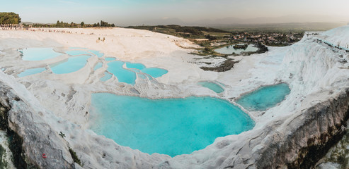 Amazing landscape of Pamukkale natural pools and terraces