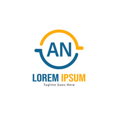 AN Letter Logo Design. Creative Modern AN Letters Icon Illustration