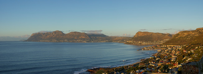 View of Kalk Bay and, in the distance, Simonstown. Cape Town. Western Cape. South Africa