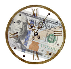 Clock and banknote. Time is money concept