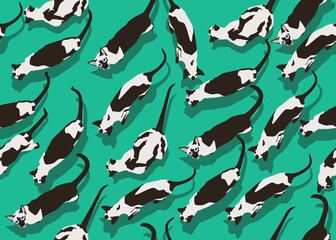 Siamese Cat Seamless Pattern Dense Green Wallpaper