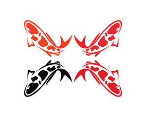 Koi design on white background. Animal. Fish icon. Underwater. Easy editable layared vector illustration