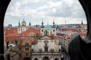 Fototapeta na wymiar Old Prague, center of the city view from Powder tower in Prague, Czech republic