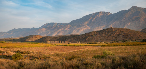 Panoramic view of the Langeberg Mountains near  Montagu. Western Cape. South Africa