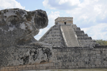 Maya pyramid. Historical ruins of ancient civilization of Maya.Chicen Itsa, Mexico.