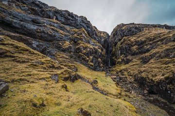 Rough stony hill in countryside