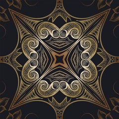 abstract tracery vintage pattern on a dark background