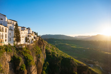 Fototapeta na wymiar Ronda, Spain old town summer cityscape on the Tajo Gorge.