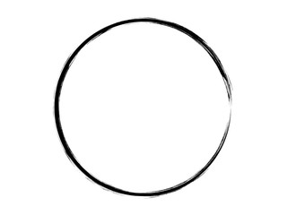 Grunge circle made of black ink with art brush.Grunge oval shape made for your design.