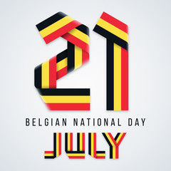 July 21, Belgium National Day congratulatory design with Belgian flag colors. Vector illustration.