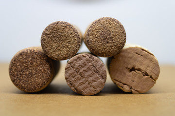Wine cork stoppers on blurred background  - Image